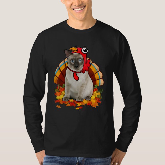 T-shirt Costume de chat de Thanksgiving Dinde Feuilles d'a (Devant)