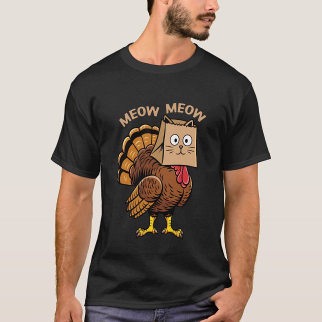 T-shirt Costume de chat de Thanksgiving heureux Dinde Drôl (Devant)