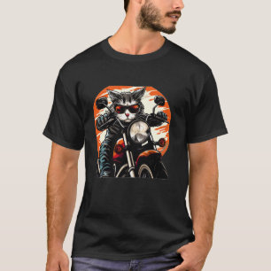 T-shirt Costume de chat drôle de moto pour motard et chats