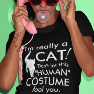 T-shirt Costume de chat drôle, Halloween femmes