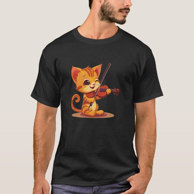 T-shirt Costume de chat jouant du violon (Devant)