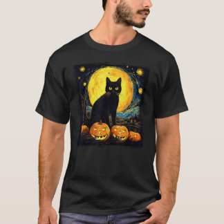 T-shirt Costume de chat noir d'Halloween avec citrouille p