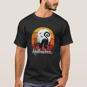 T-shirt Costume de chat noir d'Halloween effrayant vintage