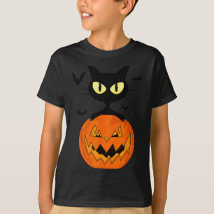 T-shirt Costume de chat noir rétro pour Halloween Citrouil