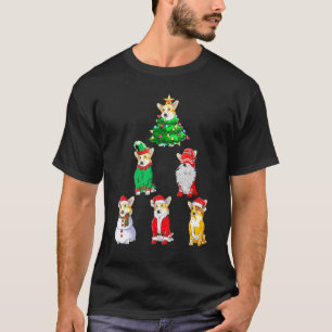 T-shirt Costume de chien Corgi arbre de Noël Santa Gnomes
