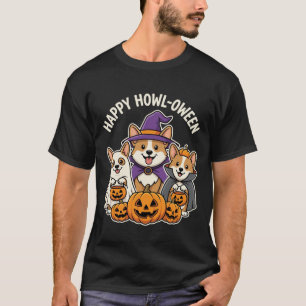 T-shirt Costume de chien Halloween Corgi Happy Howl-oween