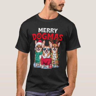 T-shirt Costume de Chihuahua Renne Santa Lumières de Noël