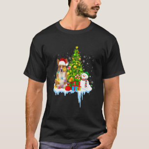 T-shirt Costume de Corgi Chapeau de Père Noël Lumières dan