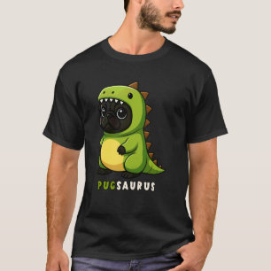 T-shirt Costume de dinosaure Saurus Pug noir Amour des ani