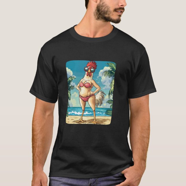 T-shirt Costume de femme de poulet amusant en Bikini pour  (Devant)