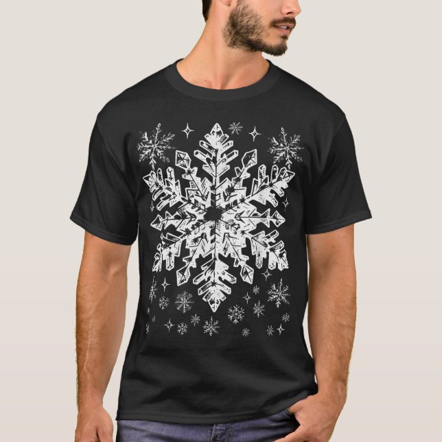 T-shirt Costume de flocon de neige Hiver Noël Matching Men (Devant)