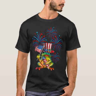 T-shirt Costume de grenouille mignonne 4 juillet Fier Drap