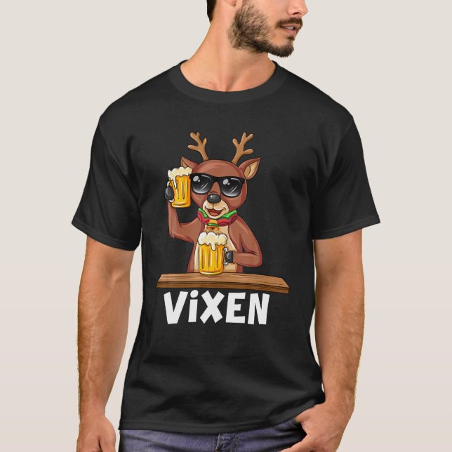 T-shirt Costume de groupe Noël Père Noël Reindeer Vixen Xm (Devant)