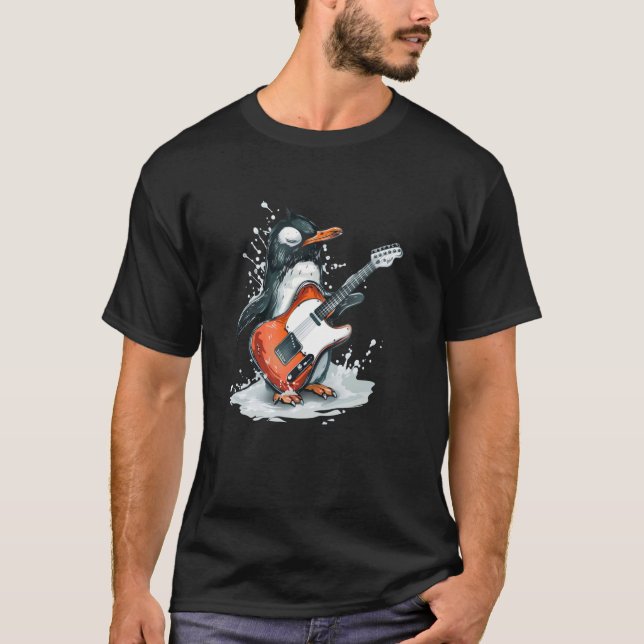T-shirt Costume de jeune empereur Penguin avec guitare (Devant)