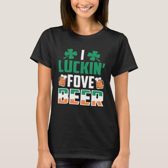 T-shirt Costume de Jour de la St Patrick de bière I Luckin (Devant)