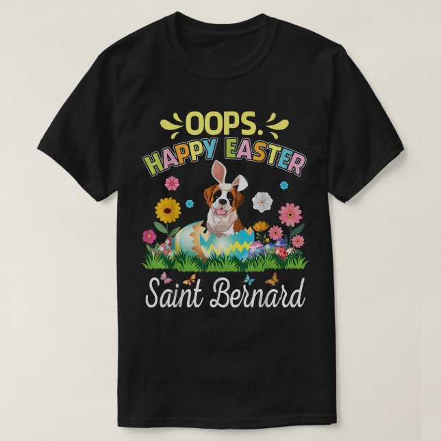 T-shirt Costume de lapin de chien Saint Bernard Jouer Oeuf (Design devant)