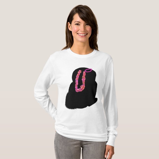 T-shirt Costume de lapin d'Halloween rose (Devant entier)