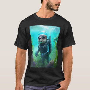 T-shirt Costume de loutre de mer cool plongée en scaphandr