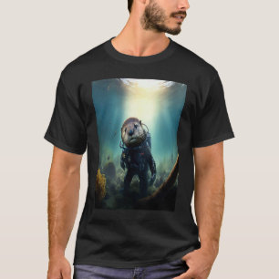 T-shirt Costume de loutre de mer cool plongée en scaphandr