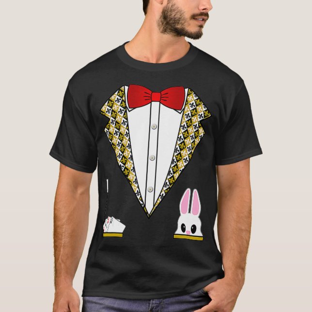 T-shirt Costume De Magicien Drôle Tuxedo Pour Enfants Adul (Devant)
