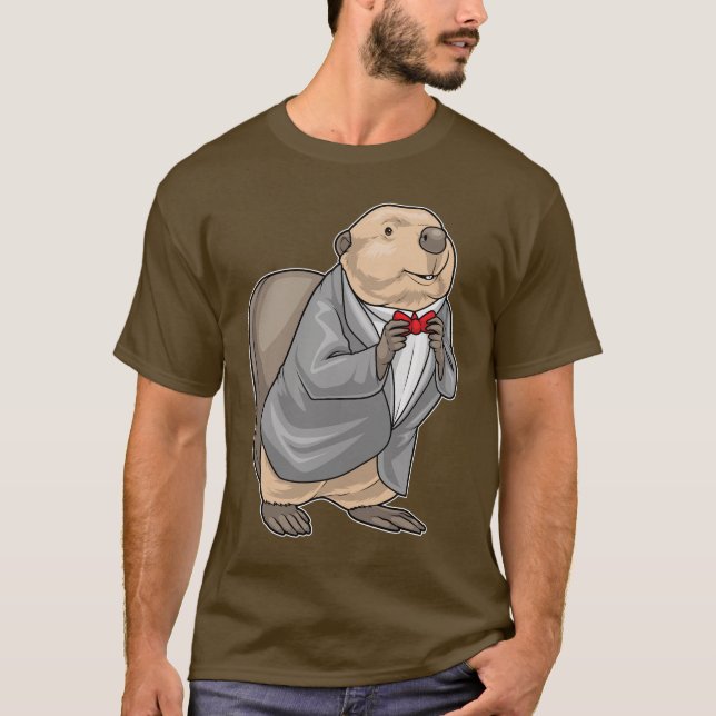 T-shirt Costume de mariage pour castor groom (Devant)