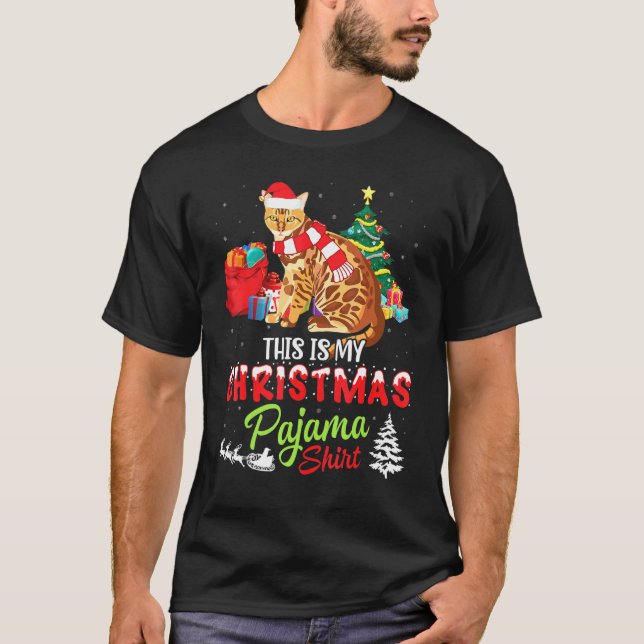 T-shirt Costume de Noël de chat Bengal Présente C'est mon  (Devant)