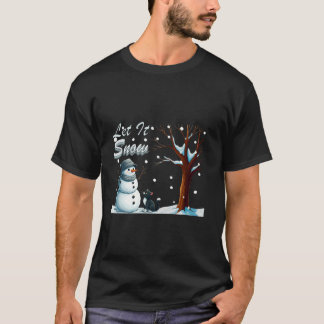 T-shirt Costume De Noël Drôle Snowman Avec Chat Laisser Ch