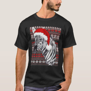 T-shirt Costume de Noël moche Père Noël Noël Zebra Lover