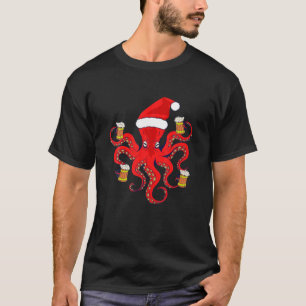 T-shirt Costume de Noël Octopus Beer Mugs rouge Octopus Me