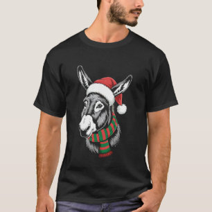 T-shirt Costume de Noël pour âne avec chapeau et écharpe d