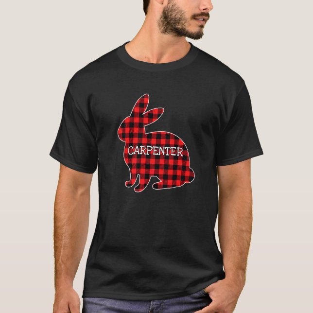 T-shirt Costume de Pâques Lapin Rouge Plaid Carpenter Grap (Devant)