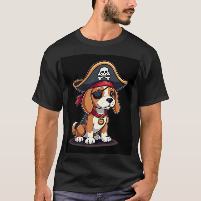 T-shirt Costume de pirate Beagle Drapeau Jolly Roger Crâne (Devant)