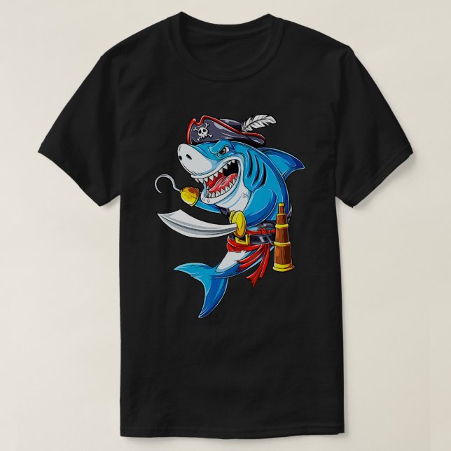 T-shirt Costume de pirate de requin Jolly roger Drapeau Ja (Design devant)