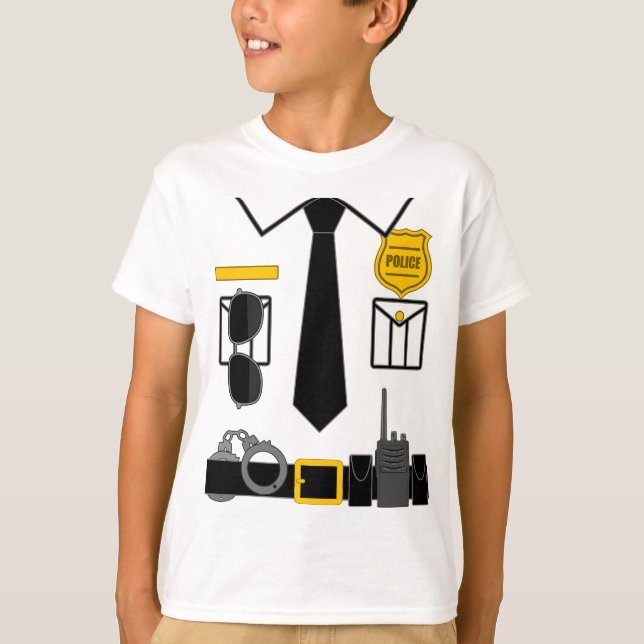 T-shirt Costume de police pour et adultes Halloween Bureau (Devant)