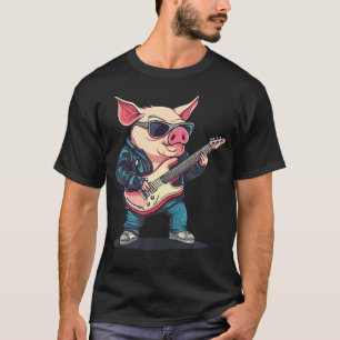 T-shirt Costume de porc Hog Wild jouant de la guitare pour