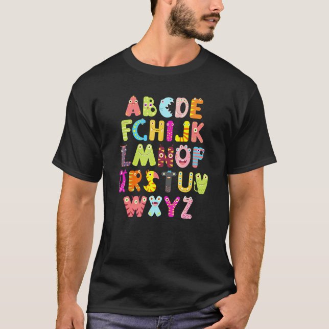 T-shirt Costume de professeur d'Halloween Alphabet Monstre (Devant)