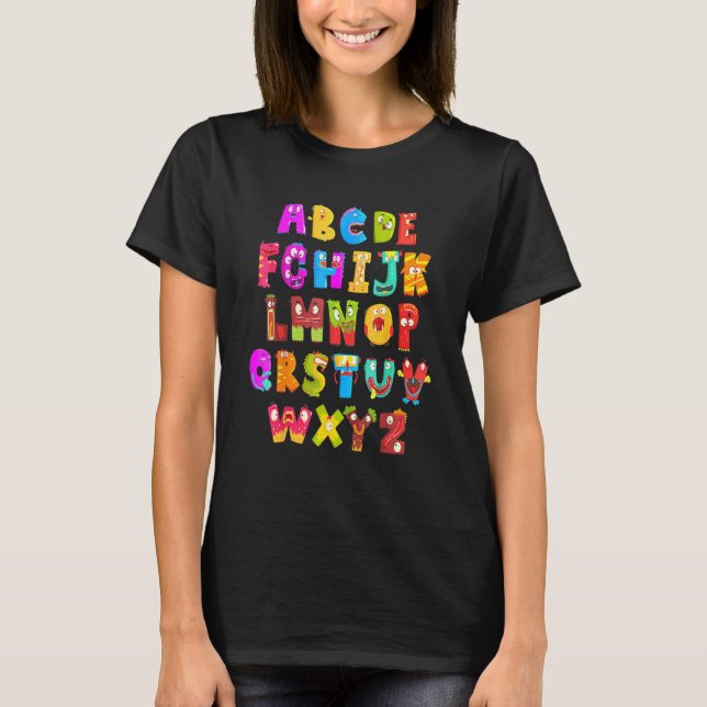 T-shirt Costume de professeur d'Halloween Alphabet Monstre (Devant)