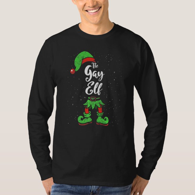 T-shirt Costume de pyjama de Noël Gay Elf Matching Family (Devant)