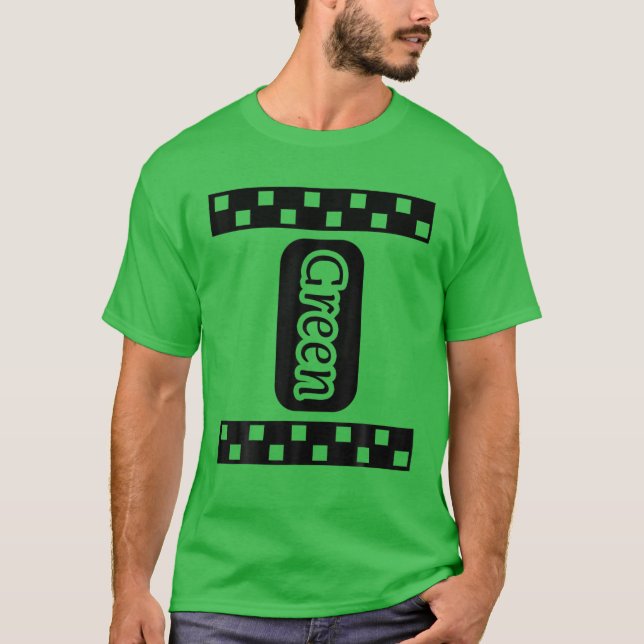 T-shirt Costume de rayonne verte Halloween Crayon Couple (Devant)