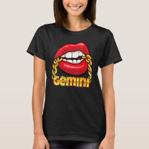 T-shirt Costume de signe Zodiac Gemini Chaîne d'or Lèvres