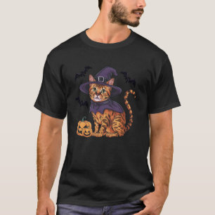 T-shirt Costume de Sorcière Chauve-Souris Citrouille Chat