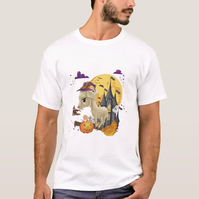 T-shirt Costume de sorcière chèvre balai citrouille Hallow (Devant)