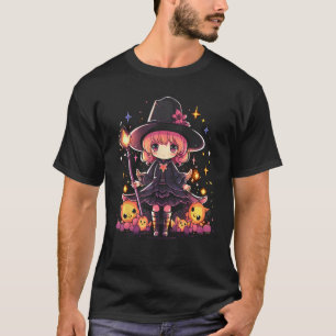 T-shirt Costume de sorcière mignonne chat noir Halloween F