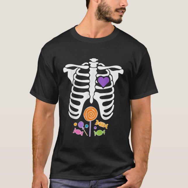 T-shirt Costume de squelette Halloween Candy Xray pour hom (Devant)