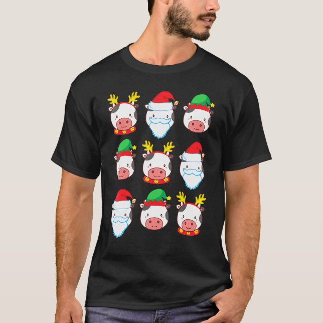 T-shirt Costume de veau Reindeer Elf Santa Claus Joyeux No (Devant)