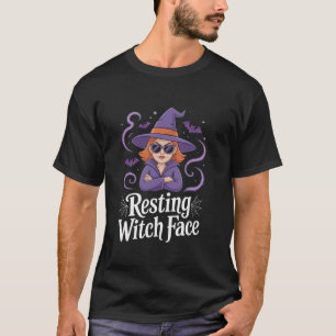 T-shirt Costume de visage de sorcière au repos drôle pour 