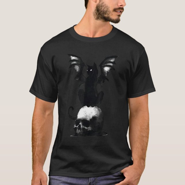 T-shirt Costume d'effroi de chats mal crâne diable Hallowe (Devant)