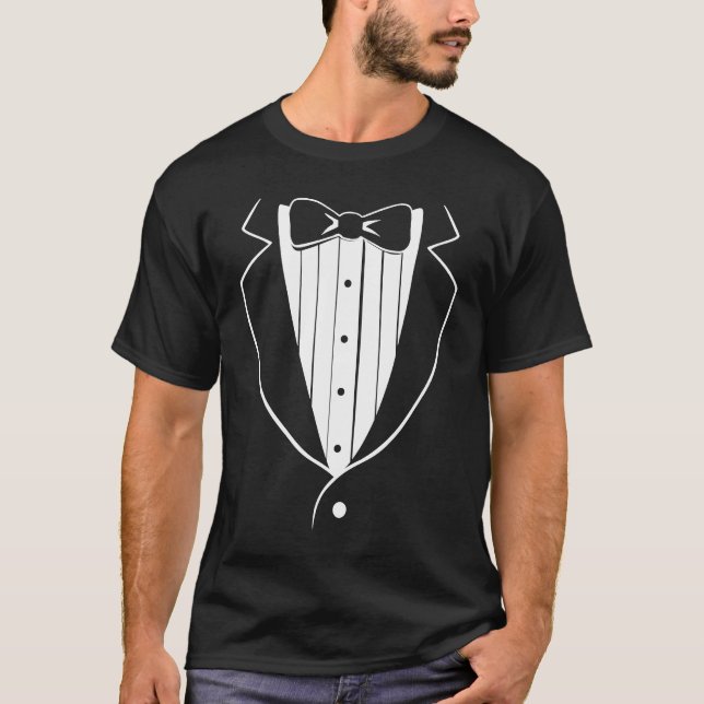 T-shirt Costume d'Halloween blanc Fake Tuxedo (Devant)
