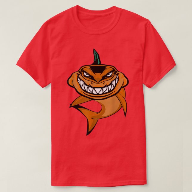 T-shirt Costume d'Halloween citrouille de requin Lazy Funn (Design devant)