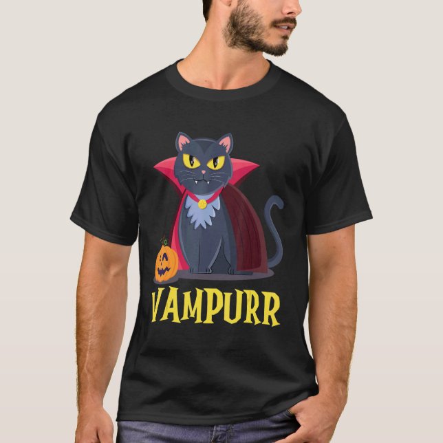 T-shirt Costume d'Halloween de chat vampire mignon Vampurr (Devant)